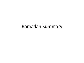 Ramadan Summary
