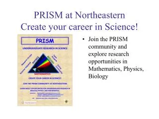 PRISM at Northeastern Create your career in Science!