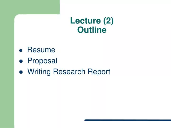 lecture 2 outline