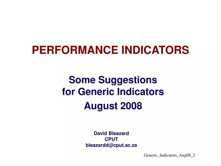 performance indicators