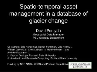 Spatio-temporal asset management in a database of glacier change