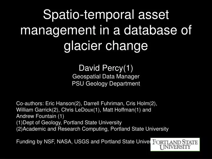 spatio temporal asset management in a database of glacier change