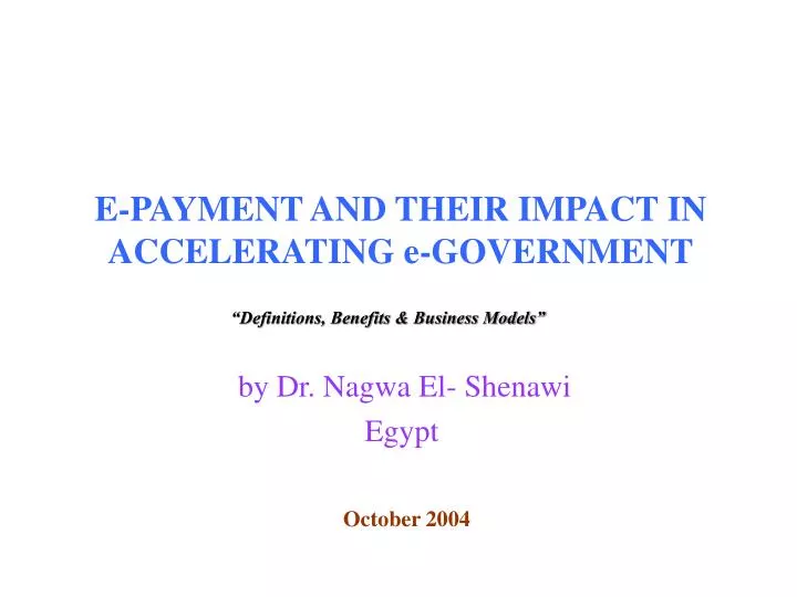 e payment and their impact in accelerating e government