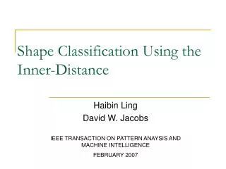 Shape Classification Using the Inner-Distance