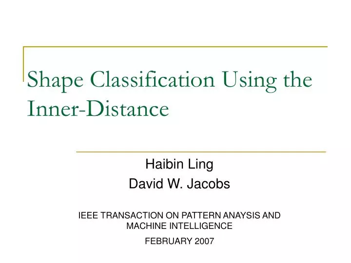 shape classification using the inner distance