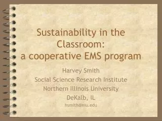 Sustainability in the Classroom: a cooperative EMS program