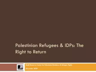 Palestinian Refugees &amp; IDPs: The Right to Return