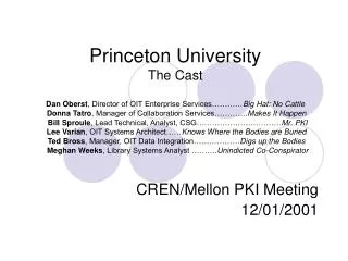 CREN/Mellon PKI Meeting 12/01/2001