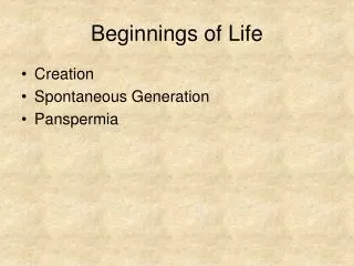 Beginnings of Life