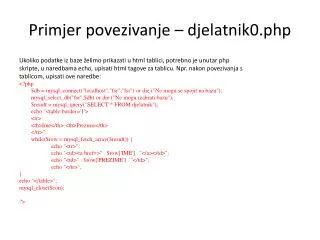 primjer povezivanje djelatnik0 php