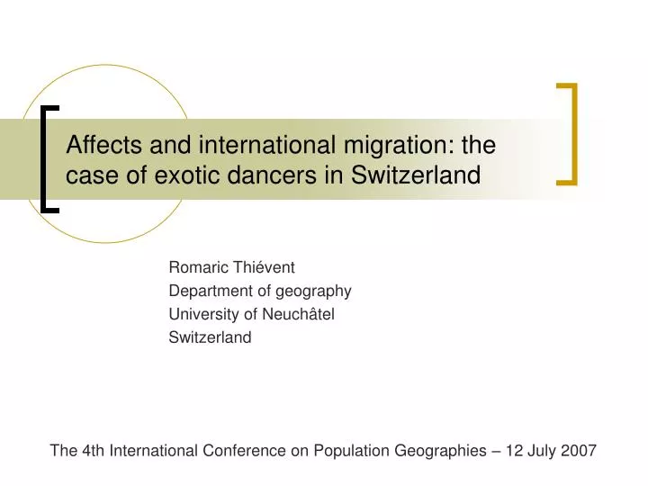 affects and international migration the case of exotic dancers in switzerland