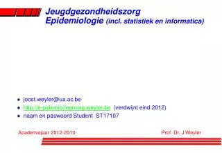 jeugdgezondheidszorg epidemiologie incl statistiek en informatica
