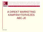 A DIREKT MARKETING KAMPÁNYTERVEZÉS ABC-JE - slide 1