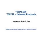 TCOM 509: TCP/IP - Internet Protocols - slide 1