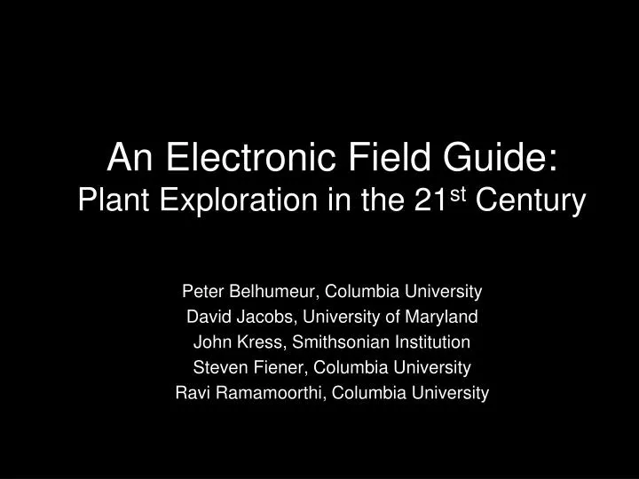 an electronic field guide plant exploration in the 21 st century