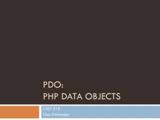 PDO: PHP Data Objects