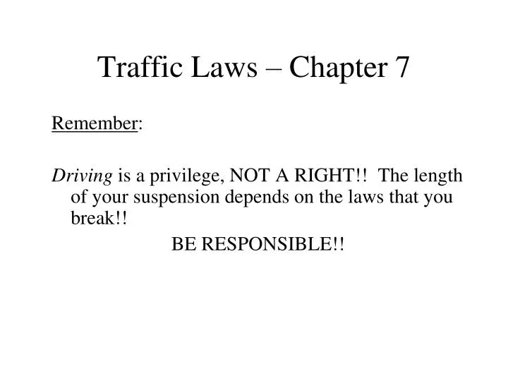 traffic laws chapter 7
