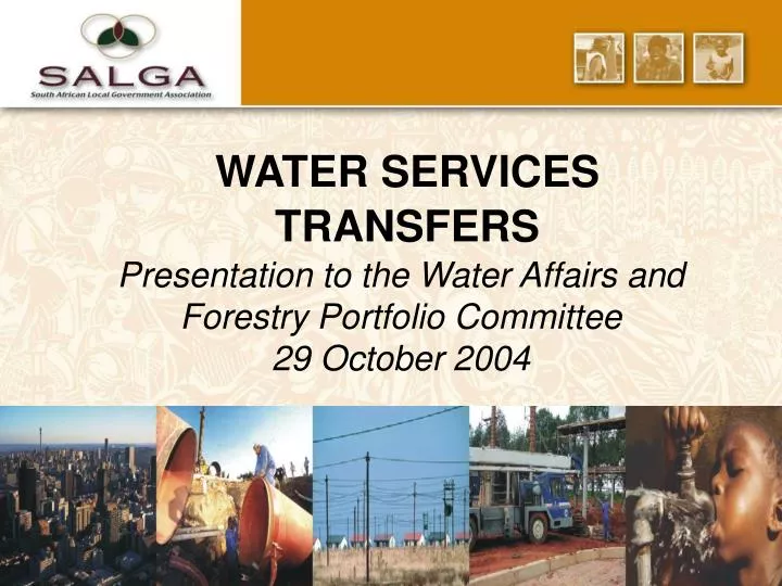 presentation to the water affairs and forestry portfolio committee 29 october 2004