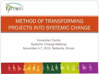 METHOD OF TRANSFORMING PROJECTS INTO SYSTEMIC CHANGE