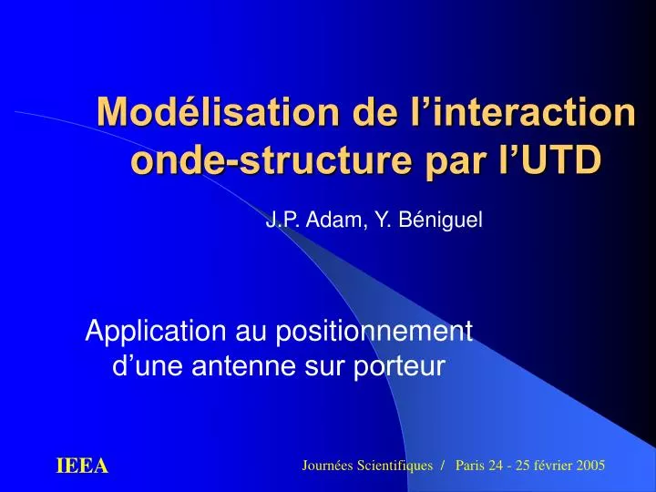 mod lisation de l interaction onde structure par l utd