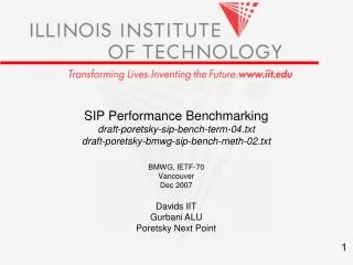 SIP Performance Benchmarking draft-poretsky-sip-bench-term-04.txt