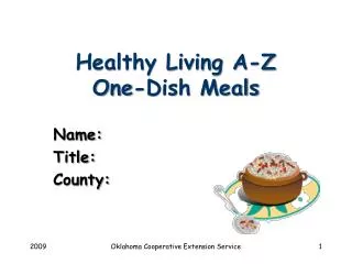 Healthy Living A-Z One-Dish Meals