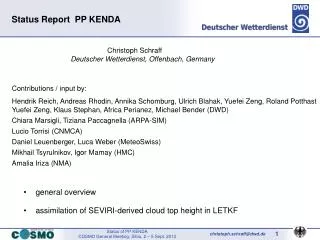 Status Report PP KENDA