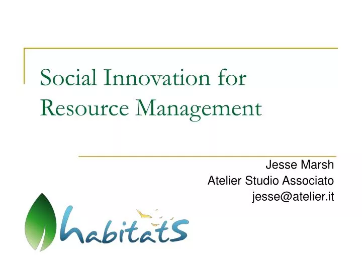 social innovation for resource management