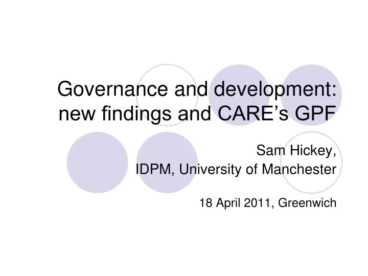 governance and development new findings and care s gpf