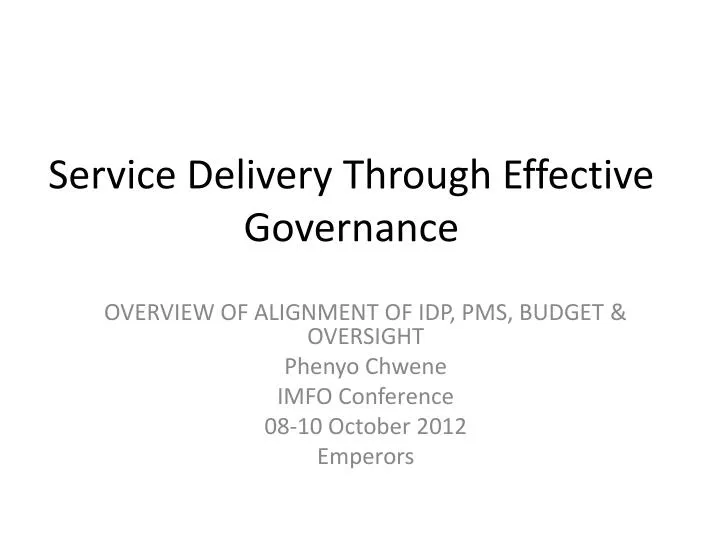 service delivery through effective governance