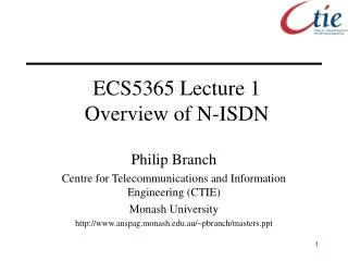 ECS5365 Lecture 1 Overview of N-ISDN