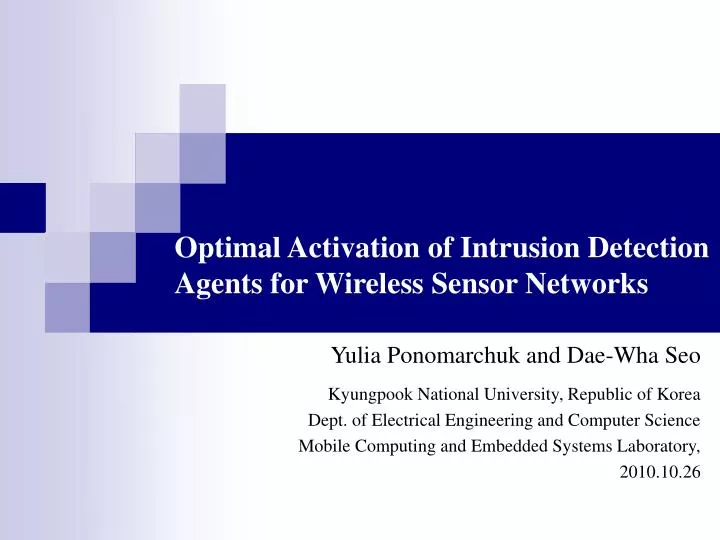 optimal activation of intrusion detection agents for wireless sensor networks