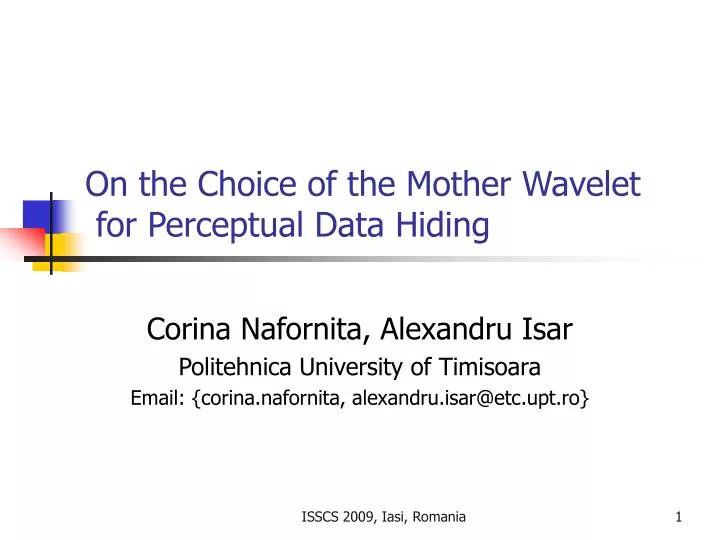on the choice of the mother wavelet for perceptual d ata hiding