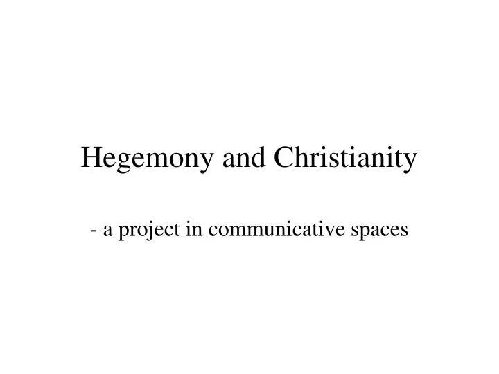 hegemony and christianity