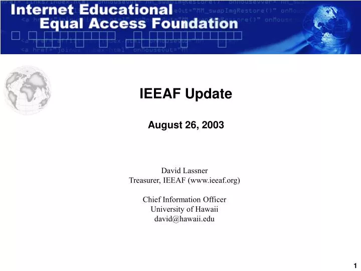 ieeaf update august 26 2003