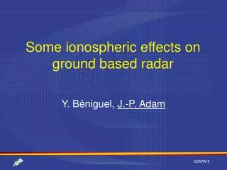 Some ionospheric effects on ground based radar