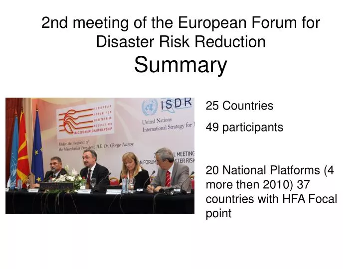 2nd meeting of the european forum for disaster risk reduction summary