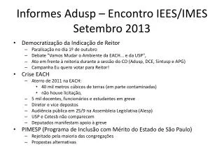 informes adusp encontro iees imes setembro 2013