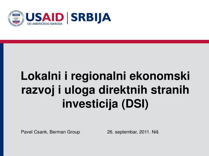 lokalni i regionalni ekonomski razvoj i uloga direktnih stranih investicija dsi