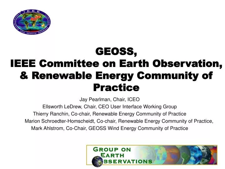geoss ieee committee on earth observation renewable energy community of practice