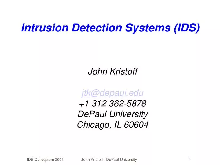 intrusion detection systems ids