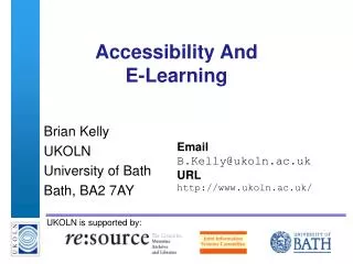 Accessibility And E-Learning