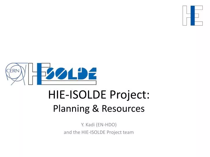 hie isolde project planning resources