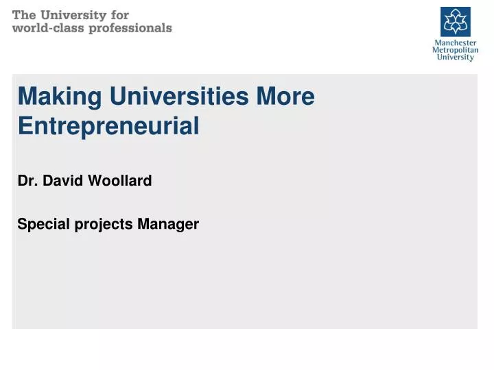 making universities more entrepreneurial