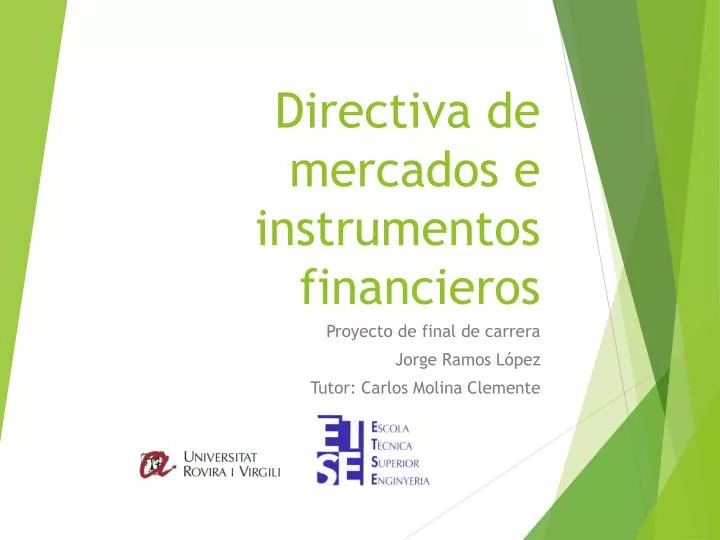 directiva de mercados e instrumentos financieros
