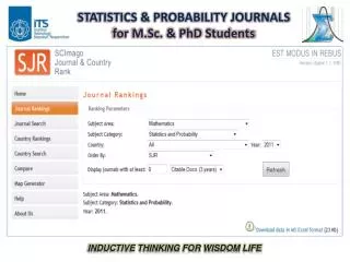STATISTICS &amp; PROBABILITY JOURNALS for M.Sc. &amp; PhD Students