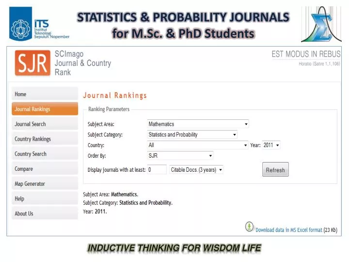 statistics probability journals for m sc phd students