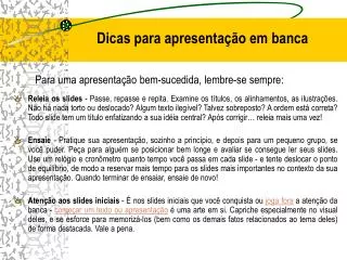 dicas para apresenta o em banca