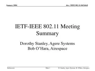 IETF-IEEE 802.11 Meeting Summary