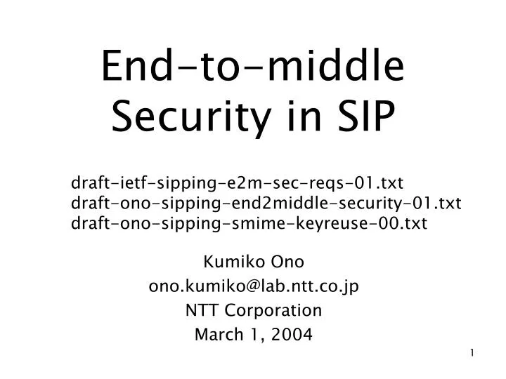 end to middle security in sip
